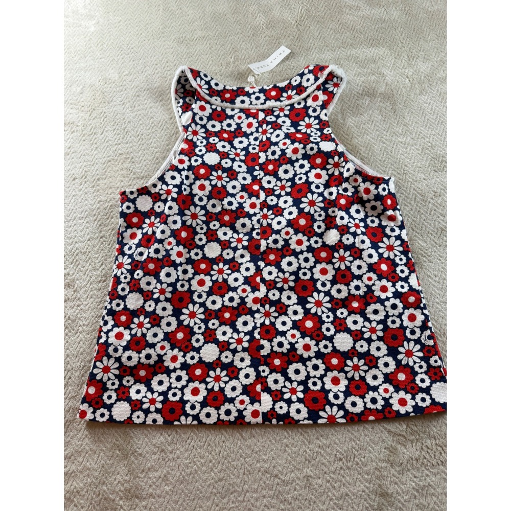 Trina Turk Womens Floral V-Neck Sleeveless Top Red White Navy Blue Size 12‎ NEW - Picture 7 of 12